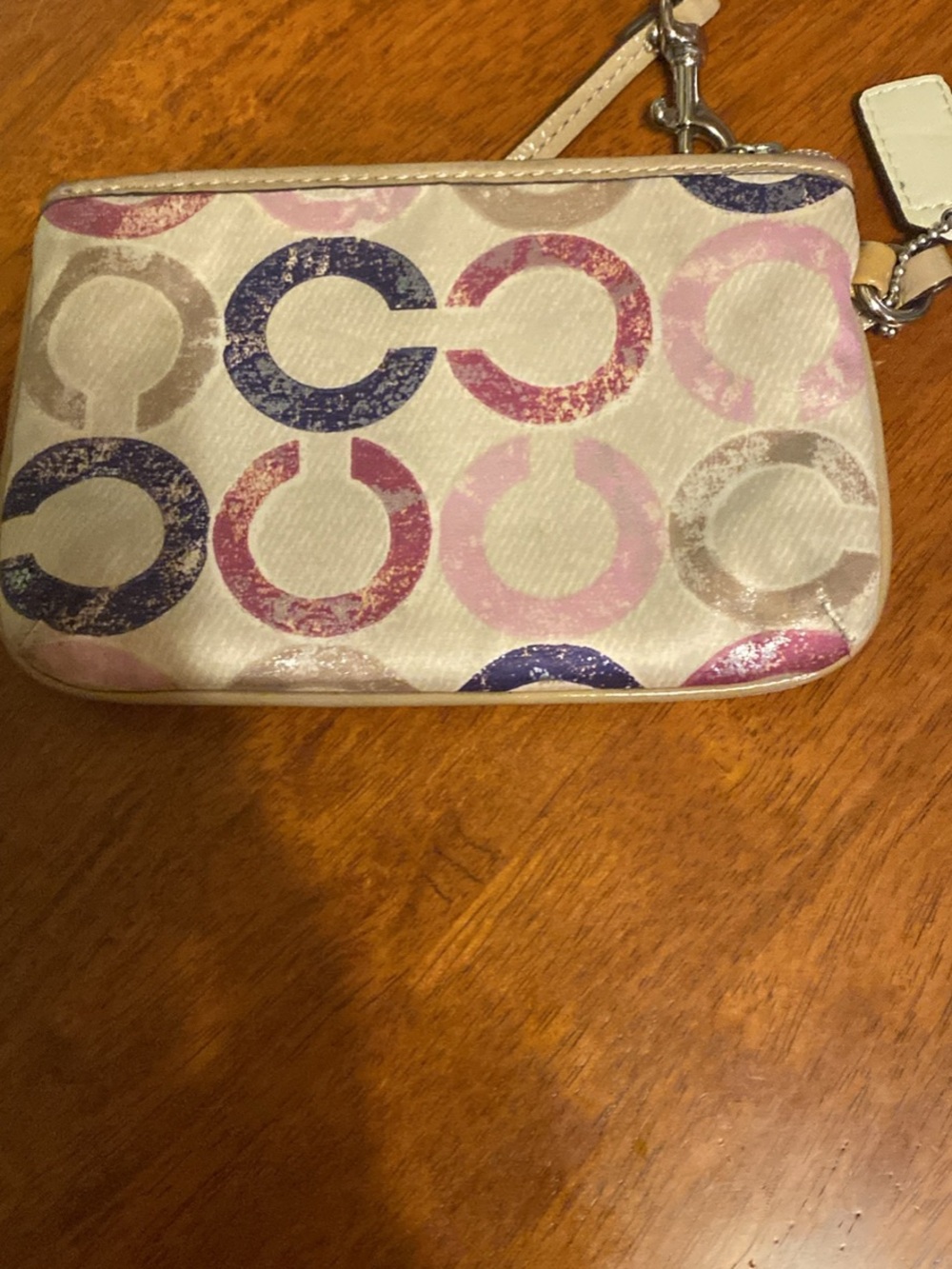 Coach Multicolor 'C' Print Wristlet in Cream, Pink & Purple - Picture 4 of 5